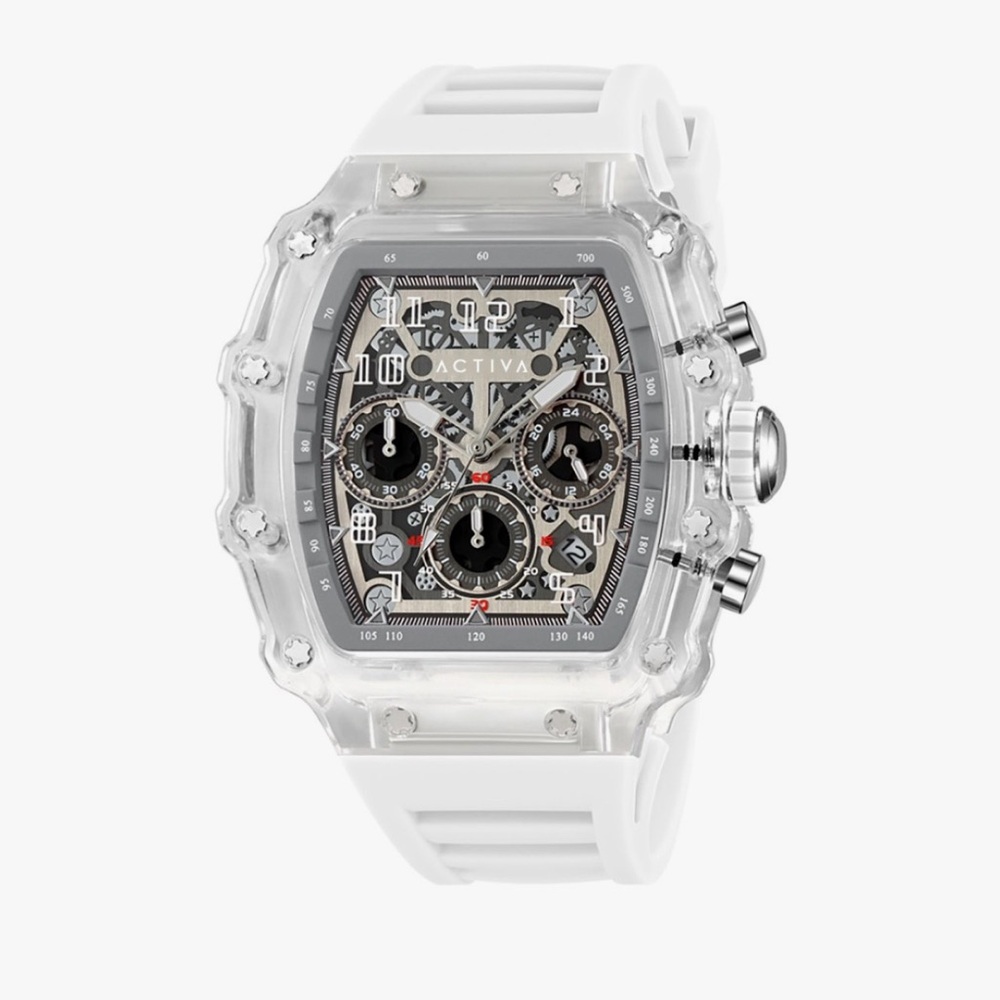 ACTIVA X INVICTA Transparent Skeleton Digital Quartz Watch